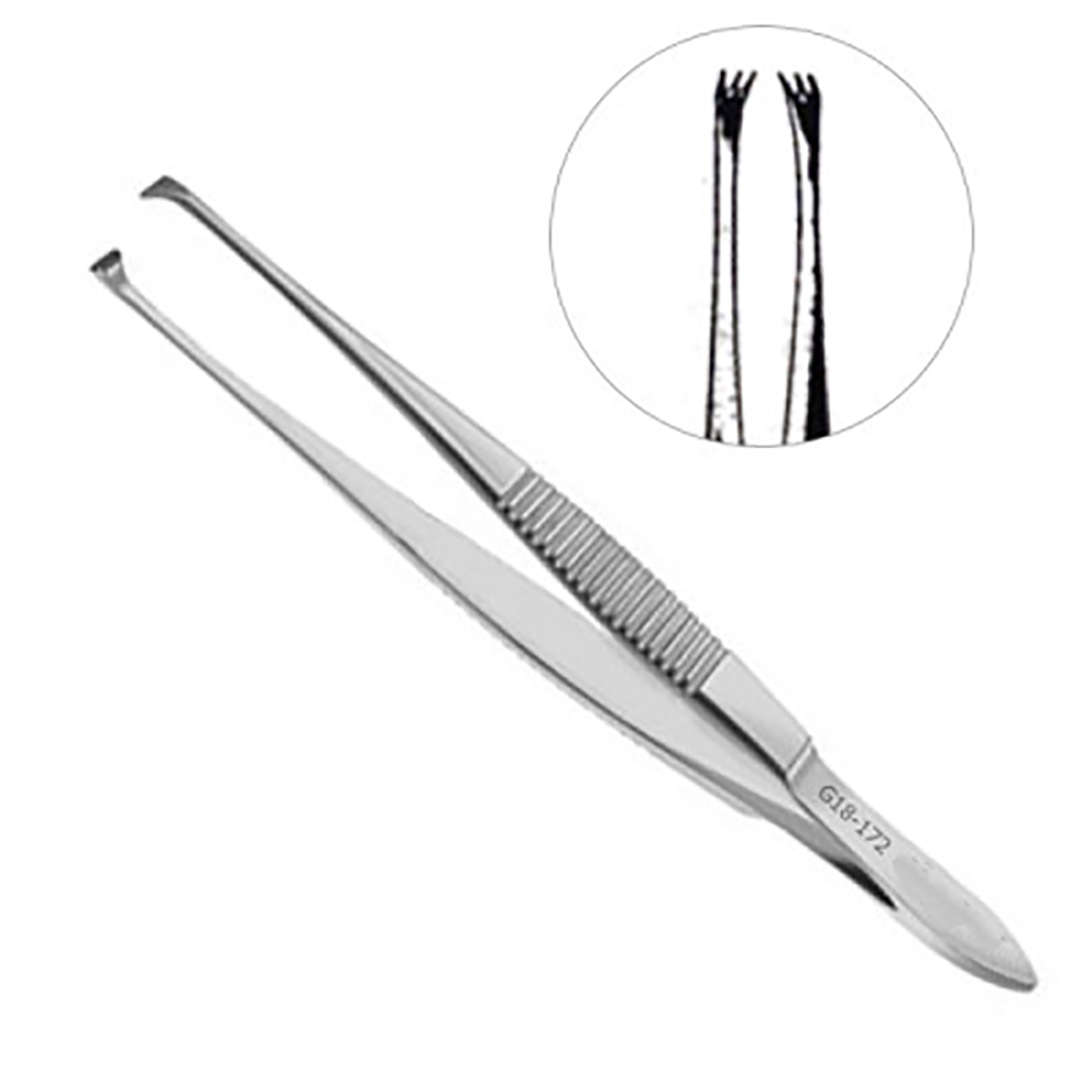 Guist Fixation Forceps 3×3 Curved Teeth 4″